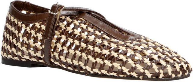 Inuovo raffia ballerina's bruin beige