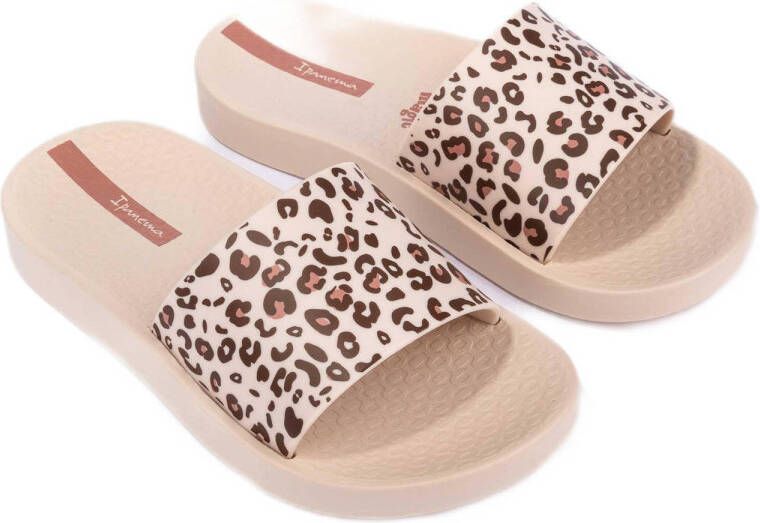 Ipanema Urban Slide badslippers met panterprint beige