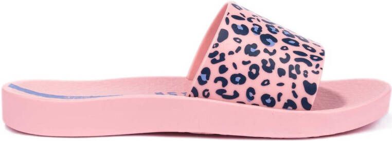 Ipanema Urban Slide badslippers met panterprint roze blauw