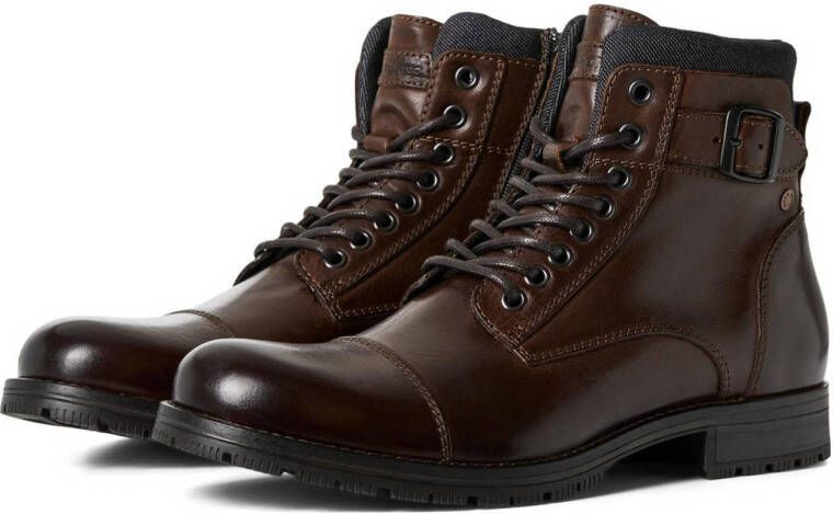 JACK & JONES JFWALBANY leren veterboots bruin