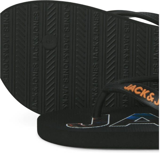 JACK & JONES Jfwlogo Palm Print Flip Flop teenslippers zwart