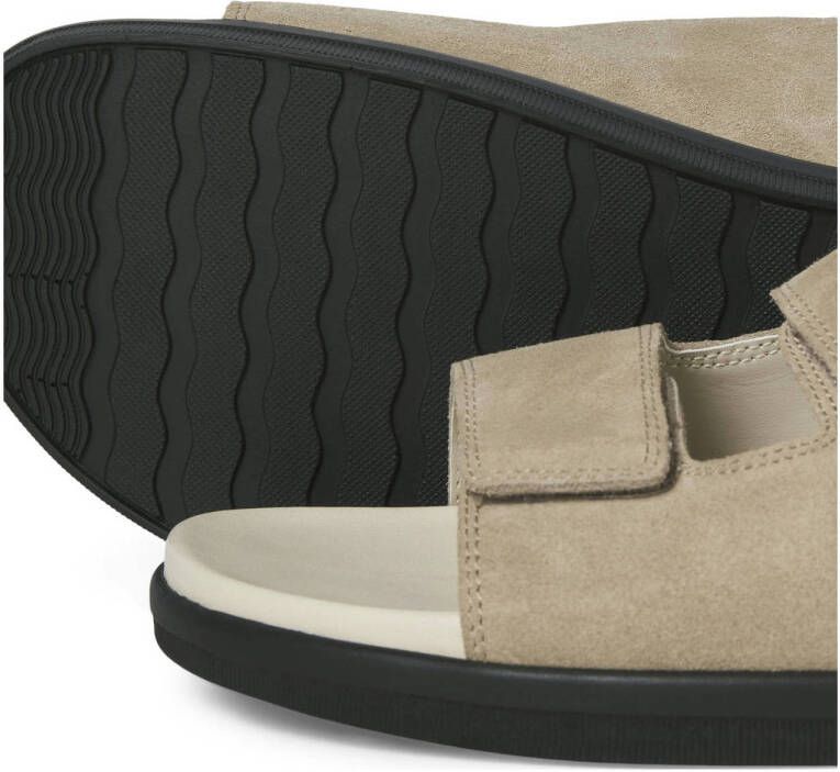 JACK & JONES Jfwstockholm Suede Velcro Sandal leren slippers beige