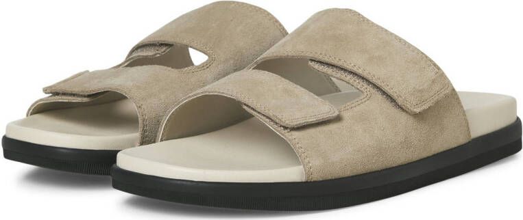 JACK & JONES Jfwstockholm Suede Velcro Sandal leren slippers beige