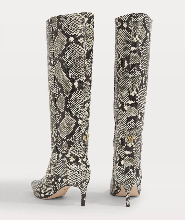 JOSH V Martha Snake laarzen met slangenprint zwart beige