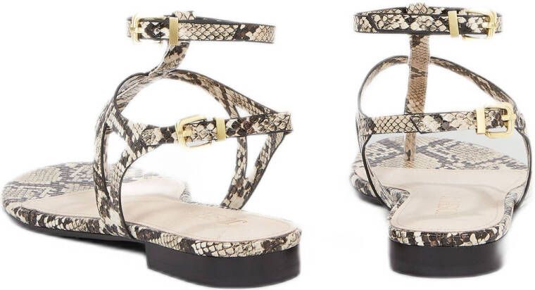 JOSH V Romijn sandalen met slangenprint beige