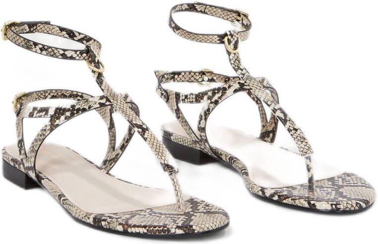 JOSH V Romijn sandalen met slangenprint beige