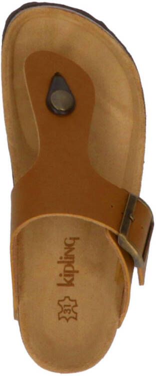 Kipling Juan 4 leren teenslippers cognac