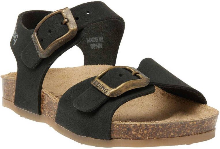 Kipling Sunset 1 nubuck sandalen zwart
