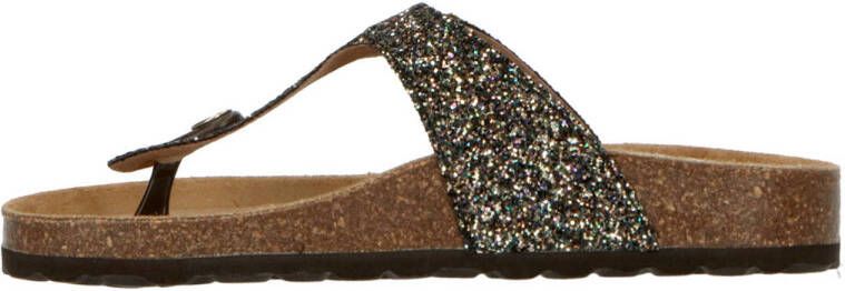 Kipling teenslipper zwart goud