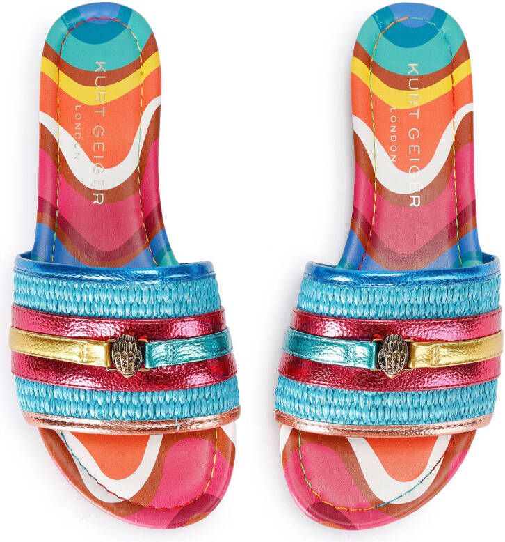 Kurt Geiger leren slippers roze blauw
