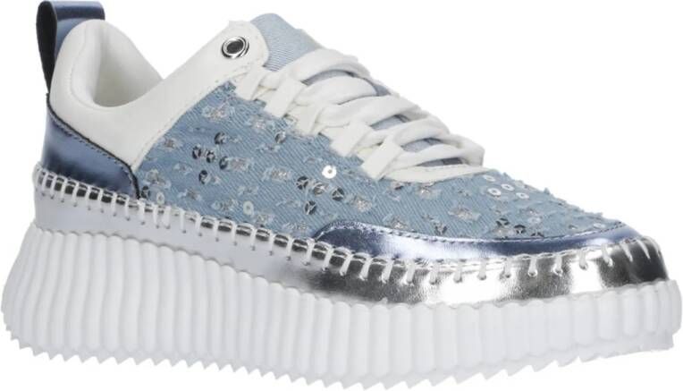 La Strada denim sneakers blauw zilver