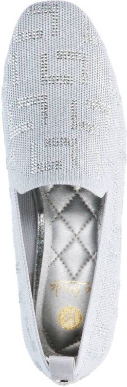 La Strada knitted loafers met glitters zilver
