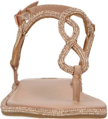 La Strada sandalen met strass steentjes beige