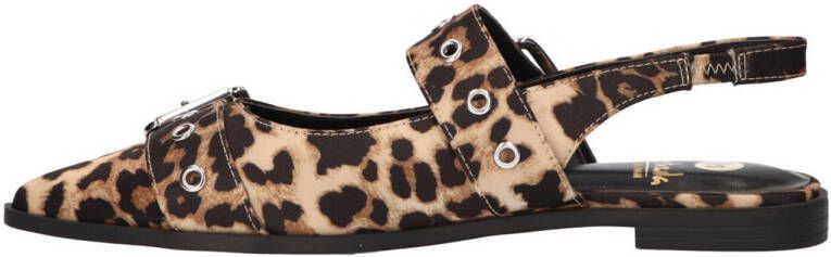 La Strada slingback loafers met panterprint beige zwart