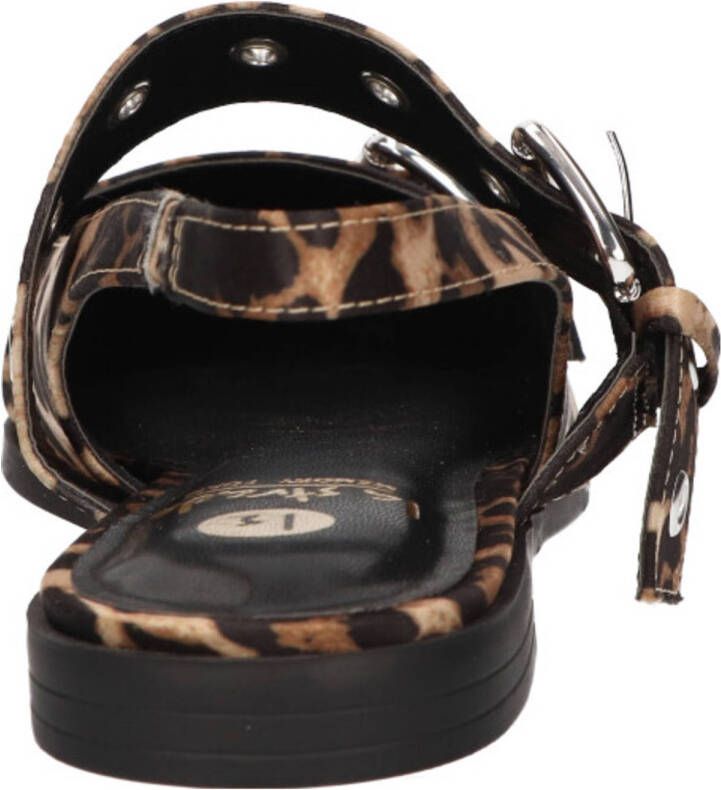La Strada slingback loafers met panterprint beige zwart