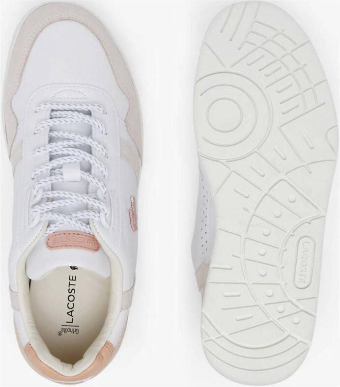 Lacoste T-Clip leren sneakers wit lichtroze