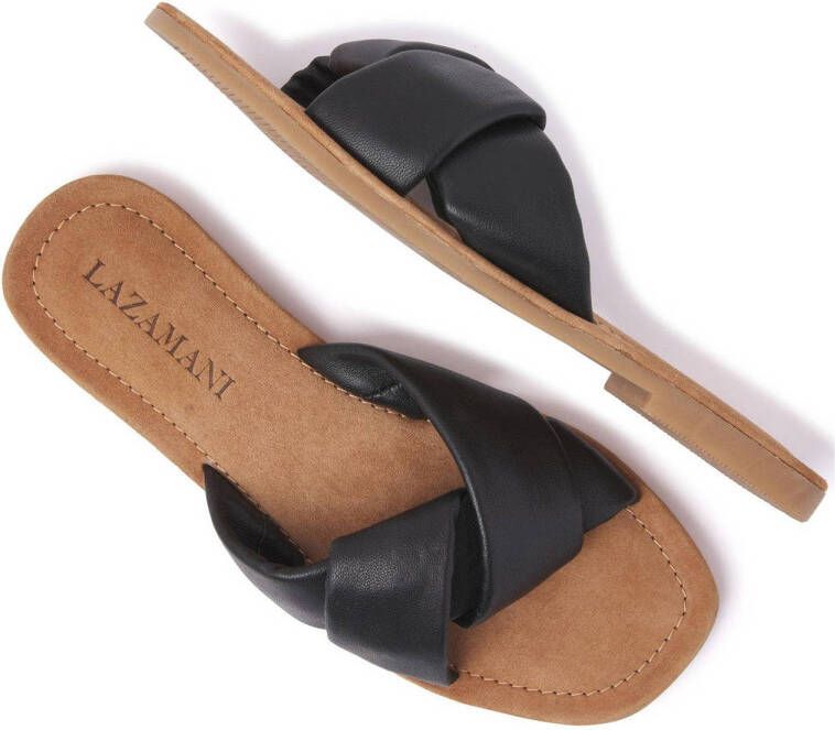 Lazamani 33.505 leren slippers zwart