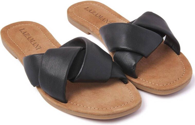 Lazamani 33.505 leren slippers zwart