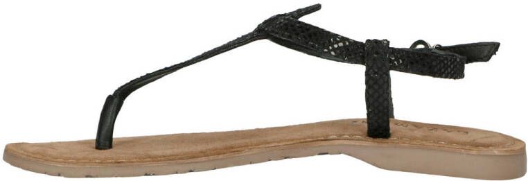 Lazamani 75.611 leren sandalen met slangenprint zwart