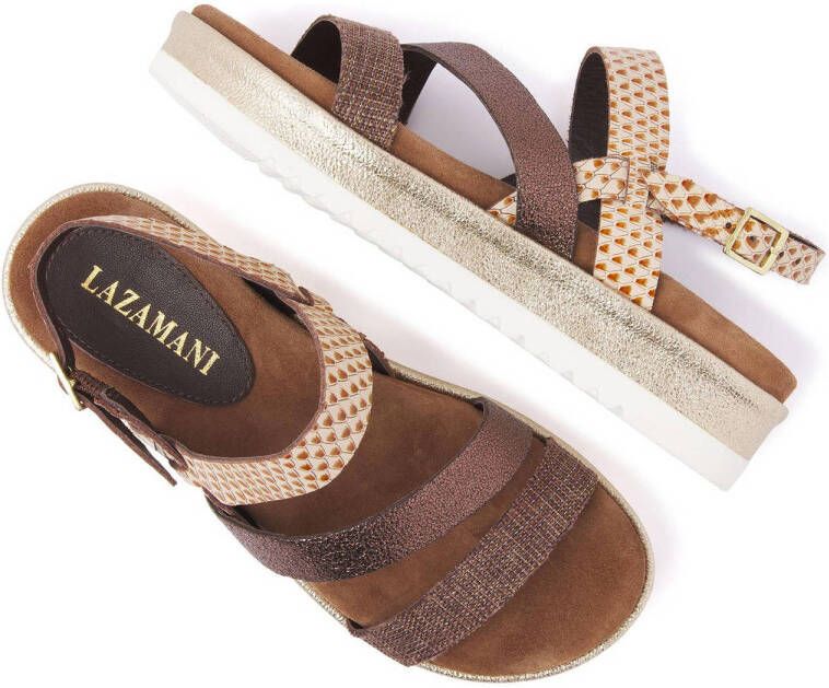 Lazamani 75.827 leren sandalen bruin brons