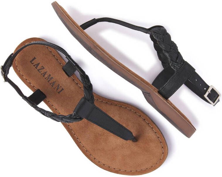 Lazamani 75.834 leren sandalen zwart