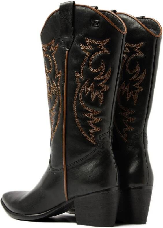 Lazamani Gisele leren cowboylaarzen zwart