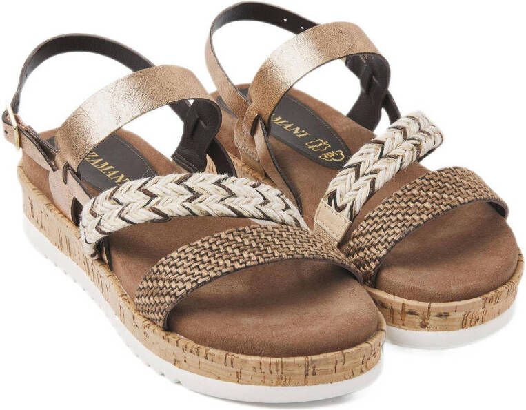 Lazamani leren sandalen beige goud