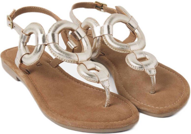 Lazamani leren sandalen goud