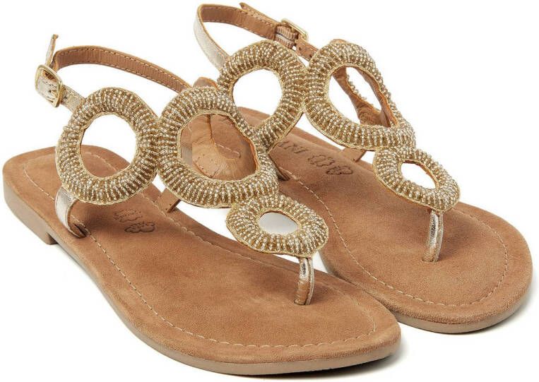 Lazamani leren sandalen goud