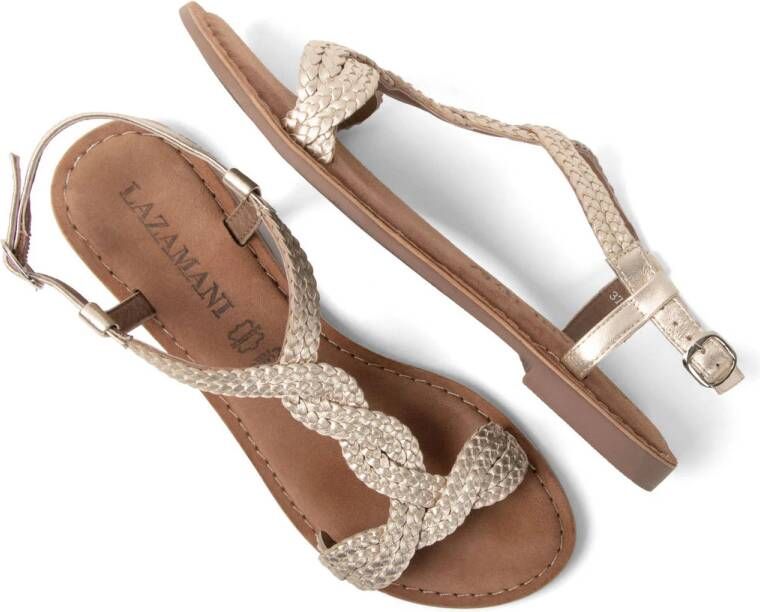 Lazamani leren sandalen goud