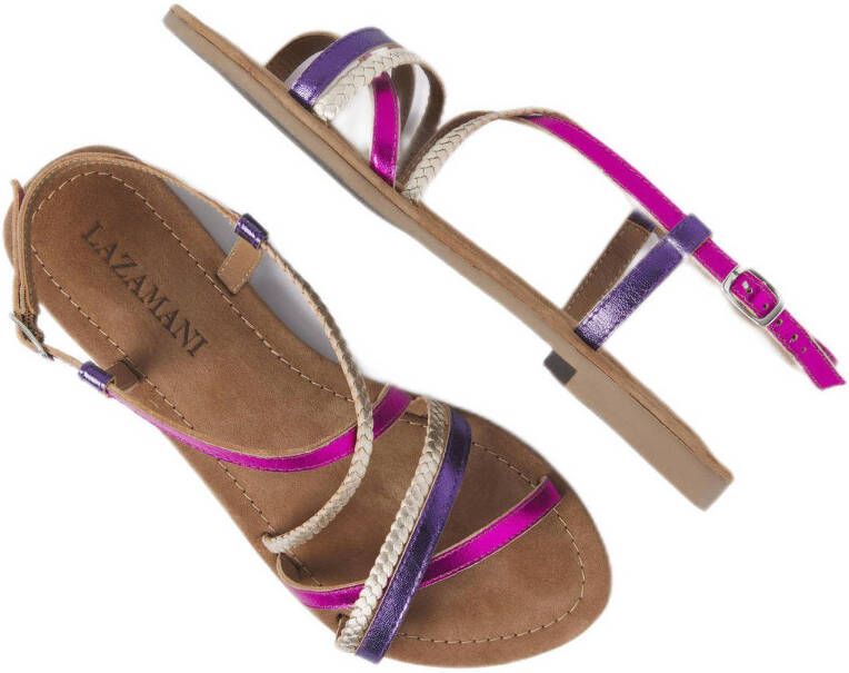 Lazamani leren sandalen roze paars