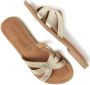 Laza i Metallic Gouden Leren Slippers Yellow - Thumbnail 4