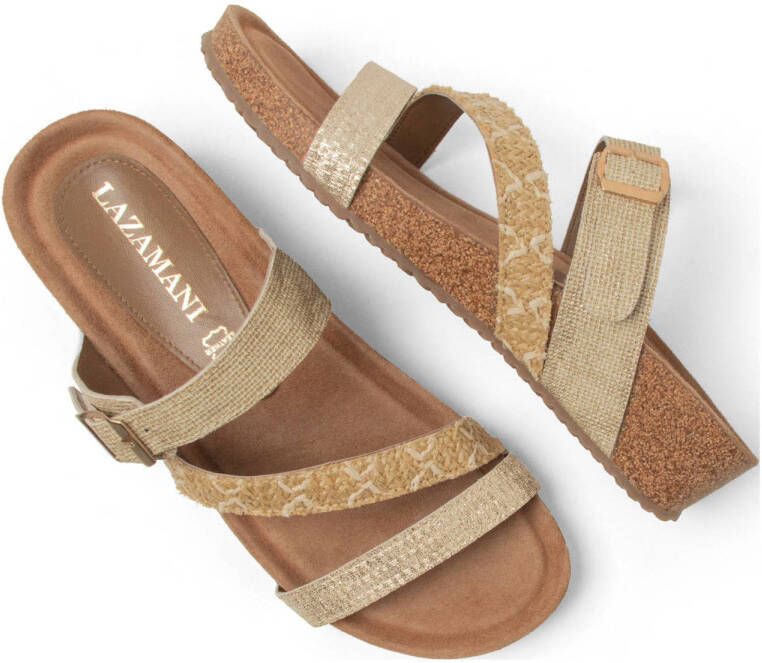 Lazamani leren slippers goud