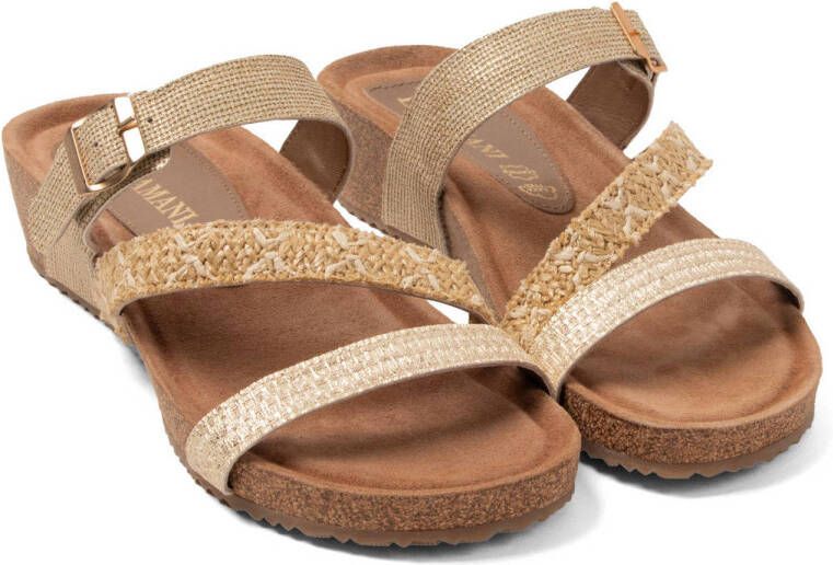 Lazamani leren slippers goud