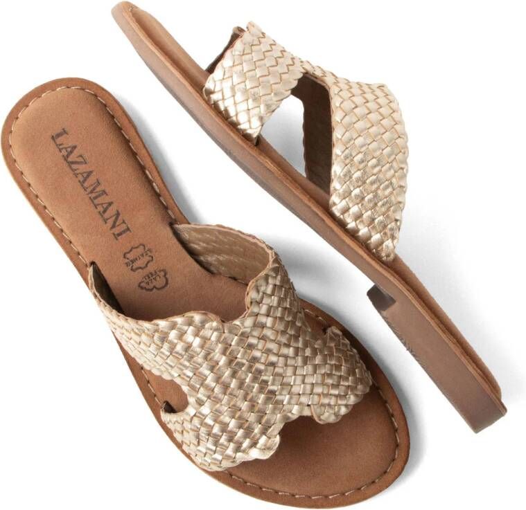 Lazamani leren slippers goud