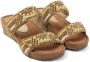 Lazamani leren slippers met kraaltjes beige - Thumbnail 2