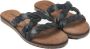 Lazamani zwarte leren slipper Zwart Leer Leren slippers Dames - Thumbnail 5