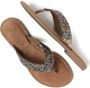 Lazamani leren teenslippers cognac - Thumbnail 3