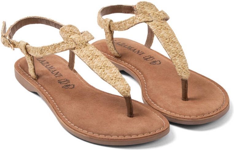 Lazamani raffia sandalen goud