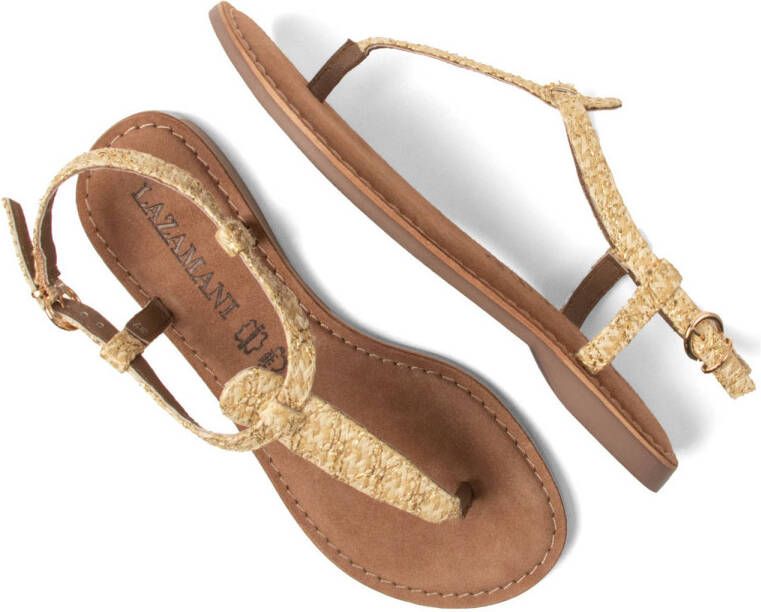Lazamani raffia sandalen goud