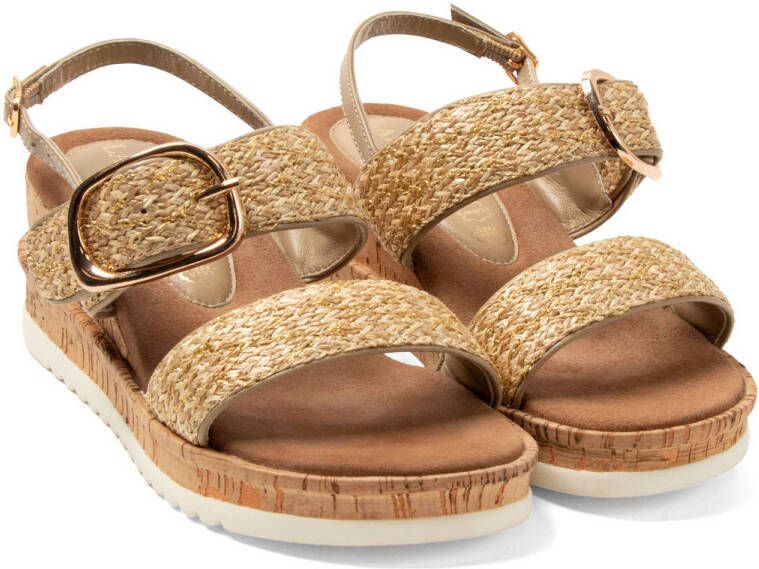 Lazamani raffia sleehakken goud