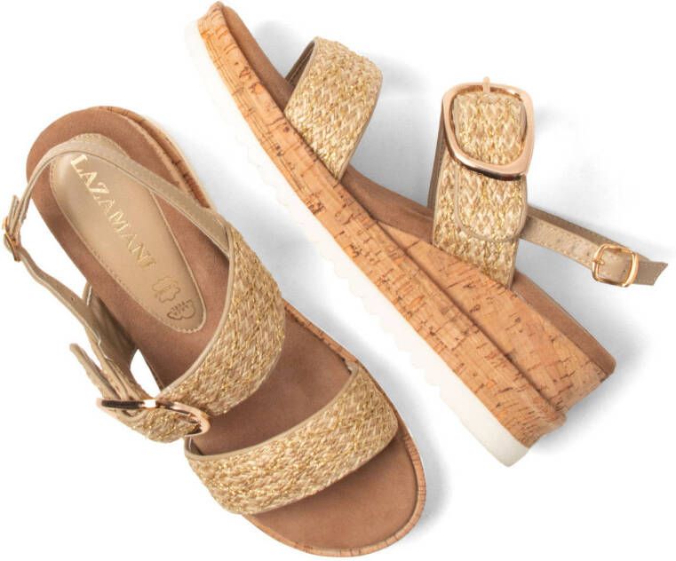 Lazamani raffia sleehakken goud