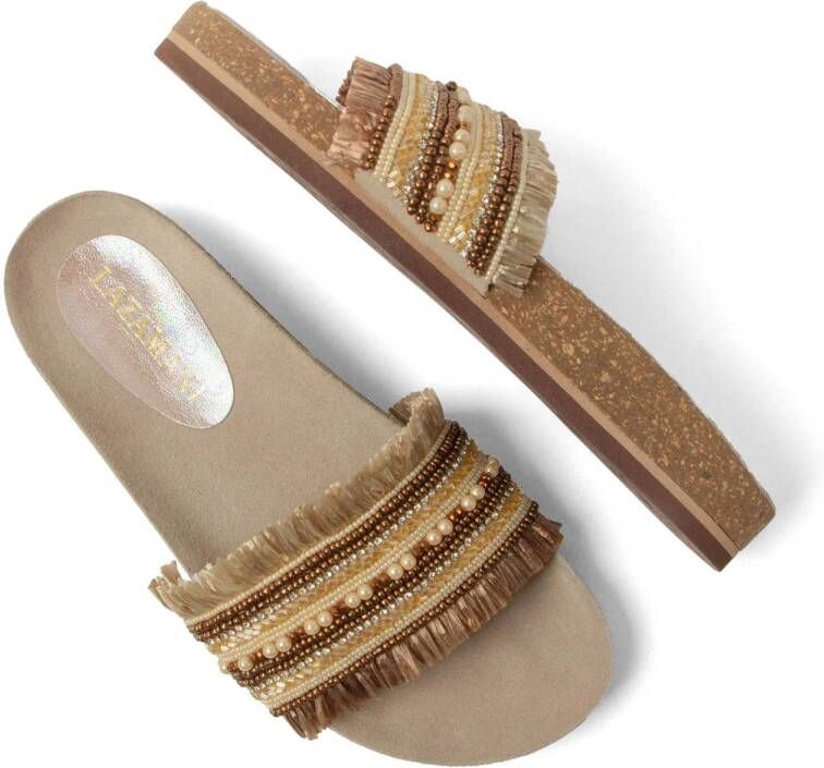 Lazamani raffia slippers bruin