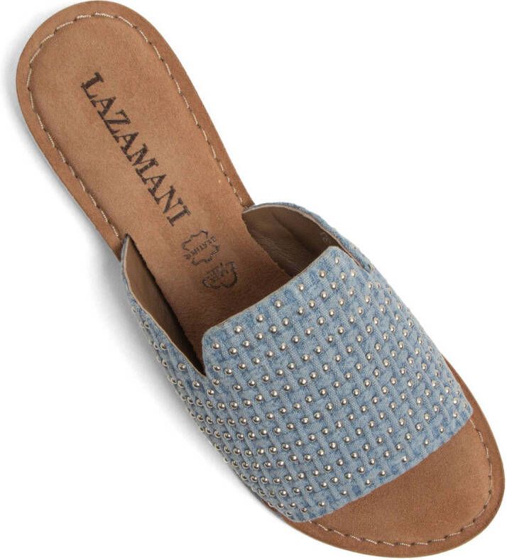 Lazamani slippers met studs blauw