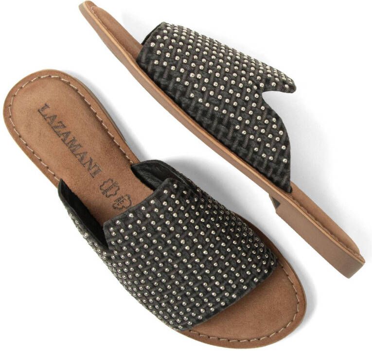 Lazamani slippers met studs zwart