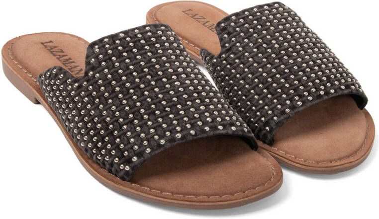 Lazamani slippers met studs zwart