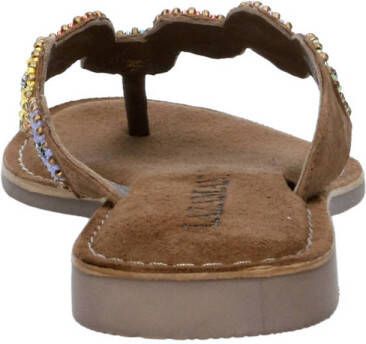 Lazamani suede slippers cognac multi