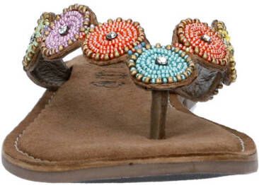 Lazamani suede slippers cognac multi