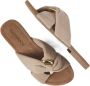 Lazamani Ladies mules crossed strap chamul Beige Suede Geen Dames - Thumbnail 5