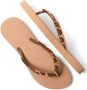 Lazamani teenslippers met kraaltjes en panterprint beige - Thumbnail 4